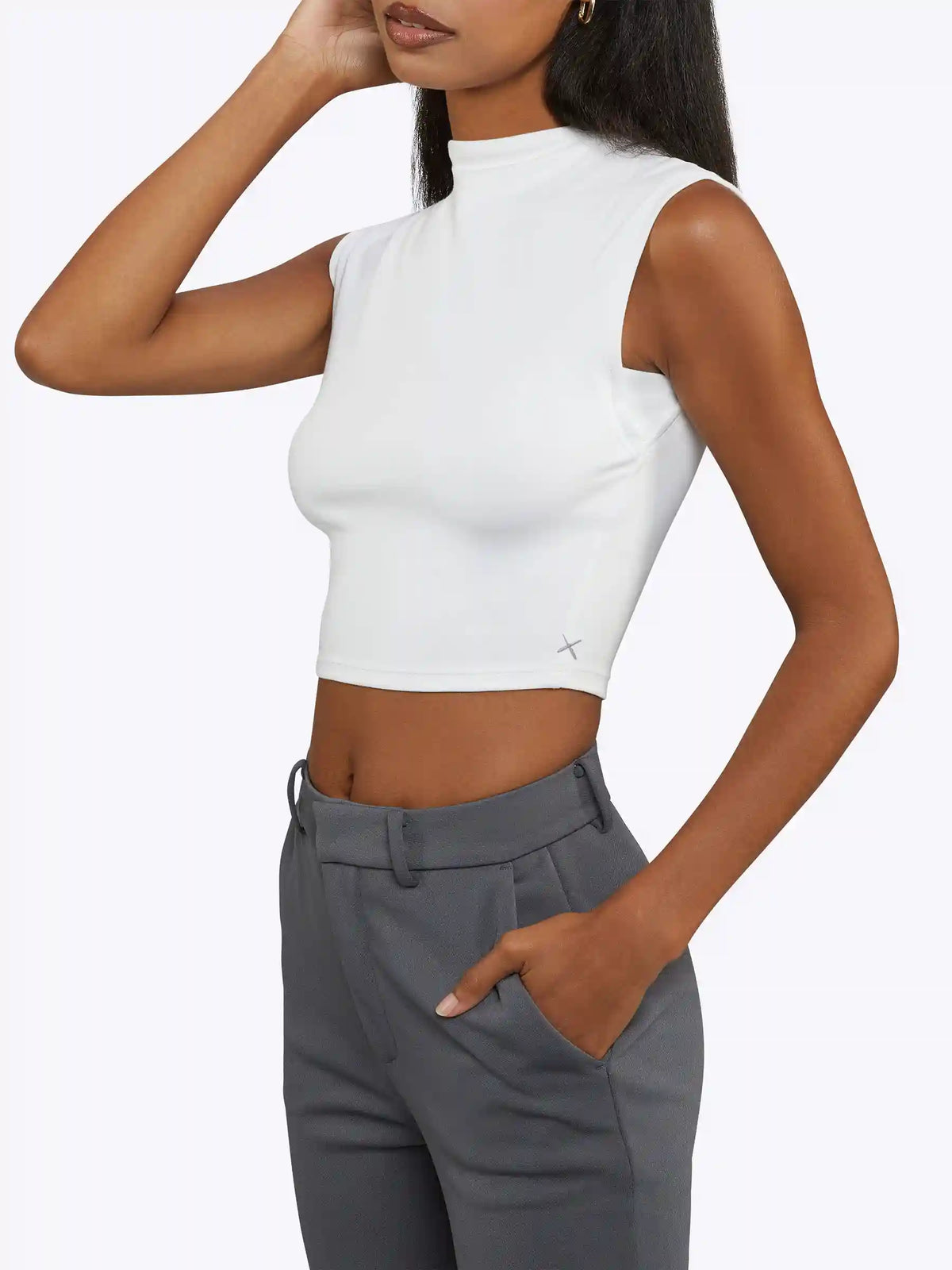 Sleeveless Tomboy Tee | White Tomboy-Cotton™