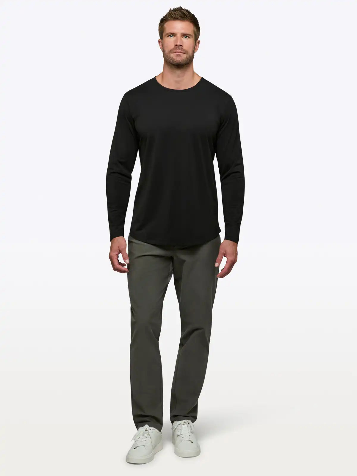 AO Long Sleeve Curve-Hem Tee | Black Signature-fit PYCA Pro®