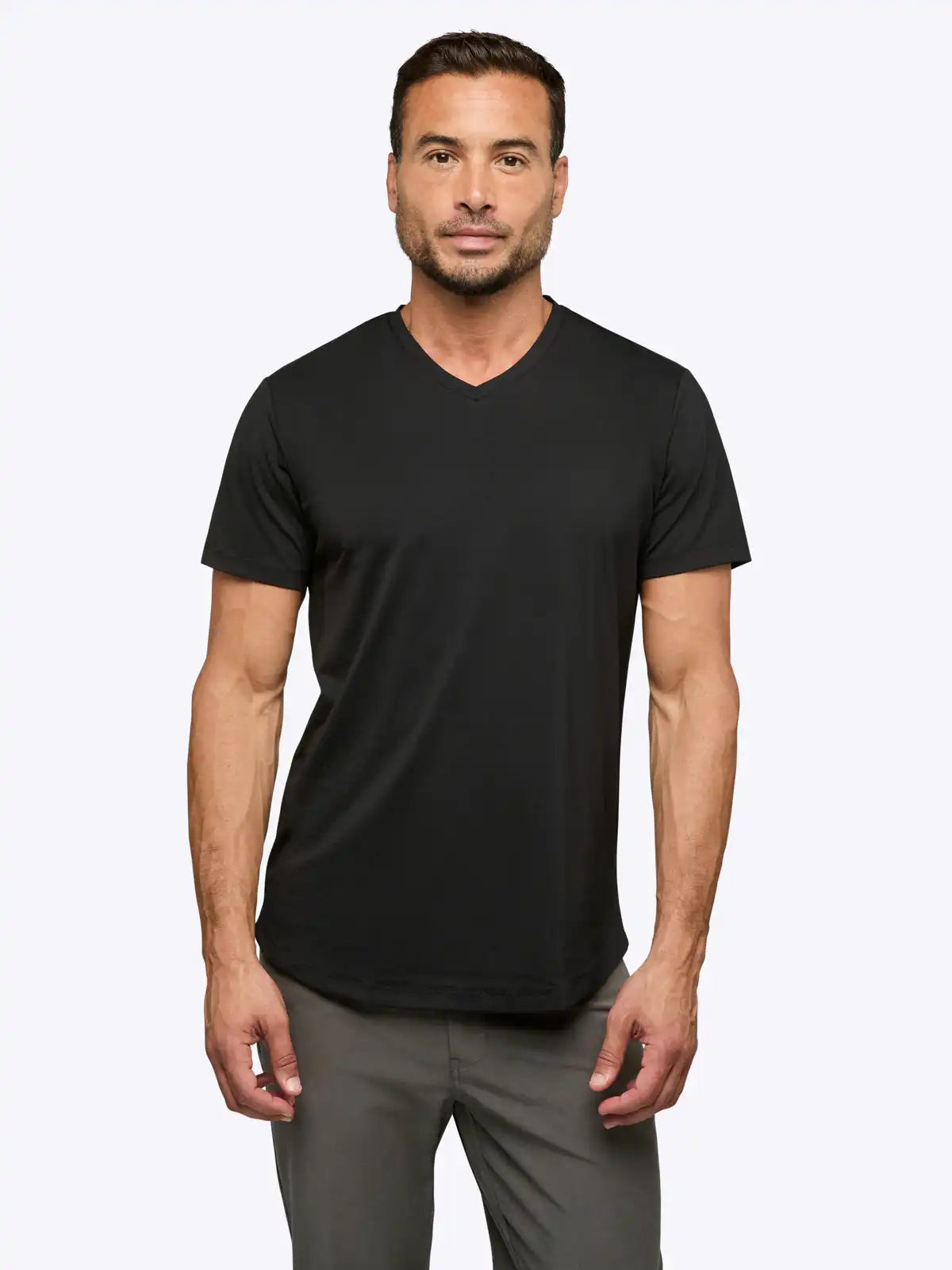 AO V-Neck Curve-Hem Tee | White Signature-fit PYCA Pro®
