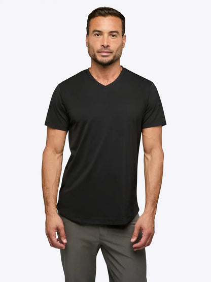 AO V-Neck Curve-Hem Tee | White Signature-fit PYCA Pro®