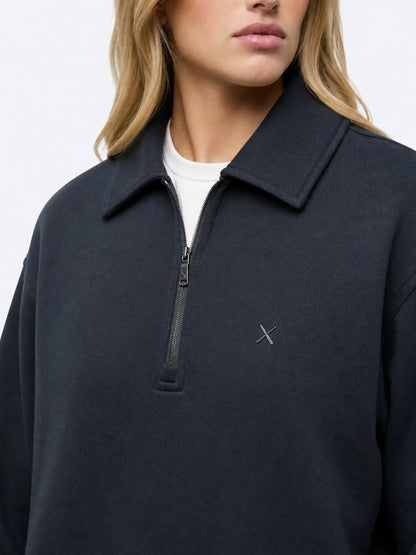 Divine Fleece Oversized Q-Zip | Obsidian