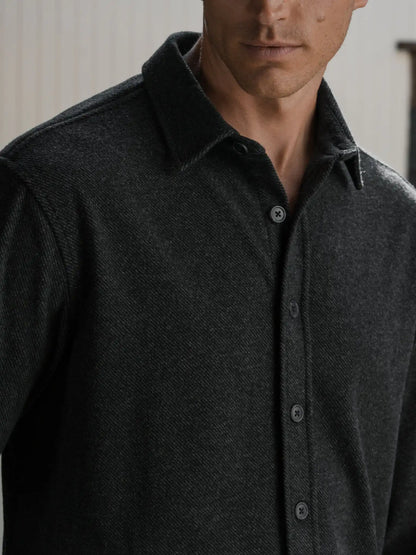 Hudson Soft Knit Button Up | Black Signature-Fit