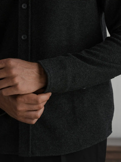 Hudson Soft Knit Button Up | Black Signature-Fit