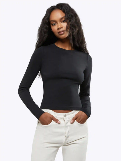 Long Sleeve Tomboy Tee | Black Slim-fit Tomboy-Cotton™