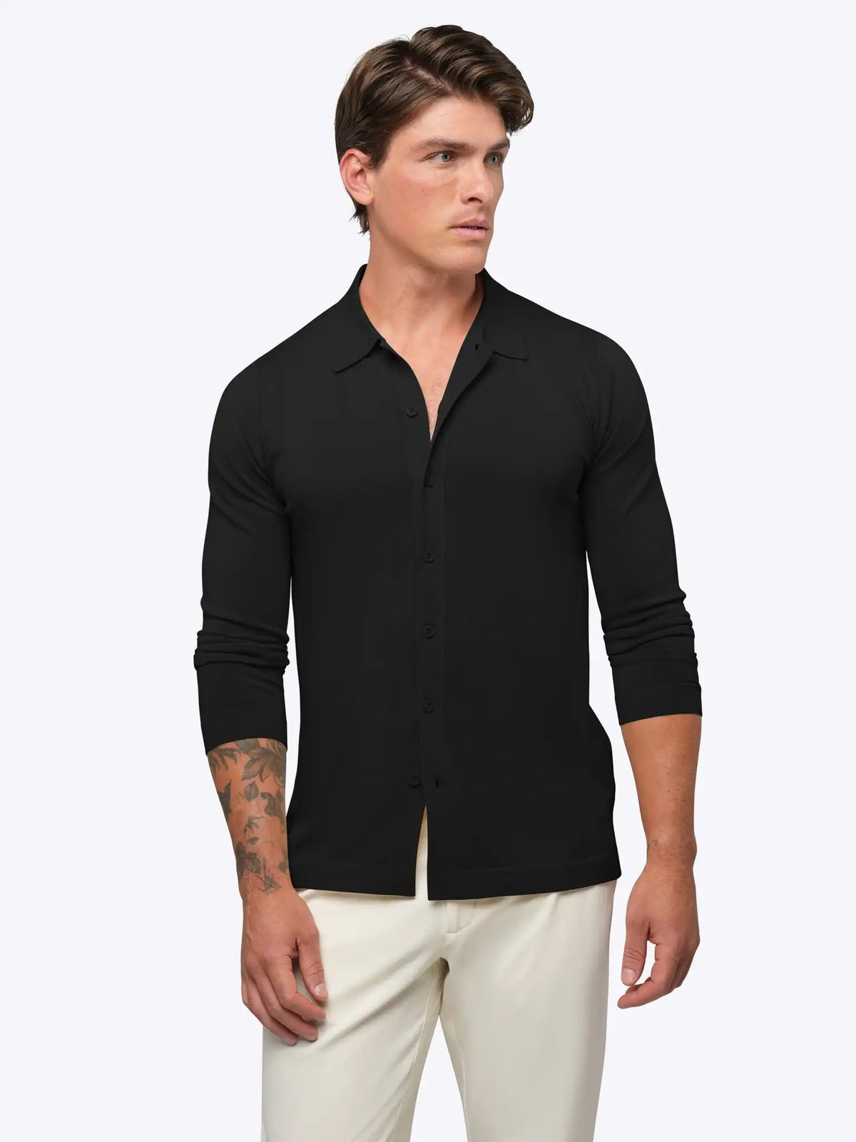 Riviera Knit Long Sleeve Button Up | Pacific Blue Signature-Fit