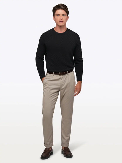Riviera Knit Long Sleeve Textured Tee | Burnt Oak Signature-Fit