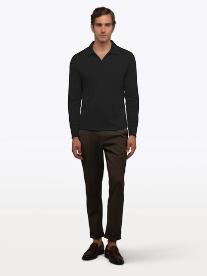 SoHo Ribbed Long Sleeve Polo | Sand Dune Signature-Fit