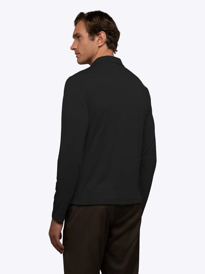 SoHo Ribbed Long Sleeve Polo | Sand Dune Signature-Fit
