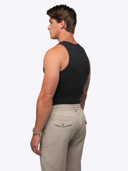 Essential Fitted Rib Tank 6 Pack | Black Form-Fitting