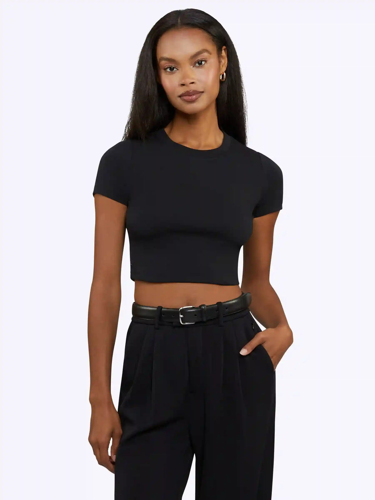 Tomboy Tee Cropped | Black Slim-fit Tomboy-Cotton™
