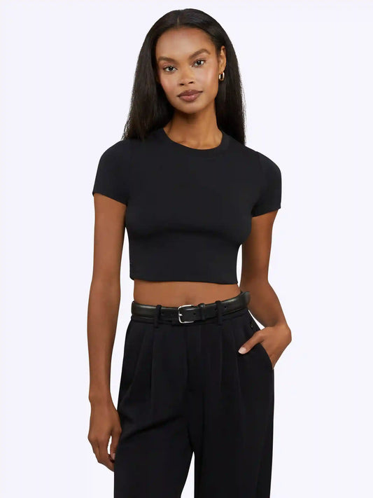 Tomboy Tee Cropped | Black Slim-fit Tomboy-Cotton™