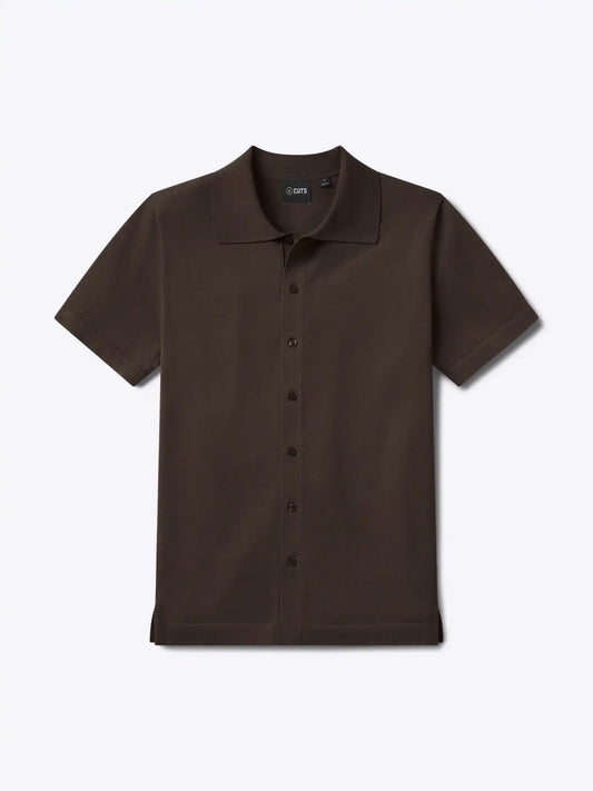 Riviera Knit Button Up | Burnt Oak Signature-Fit