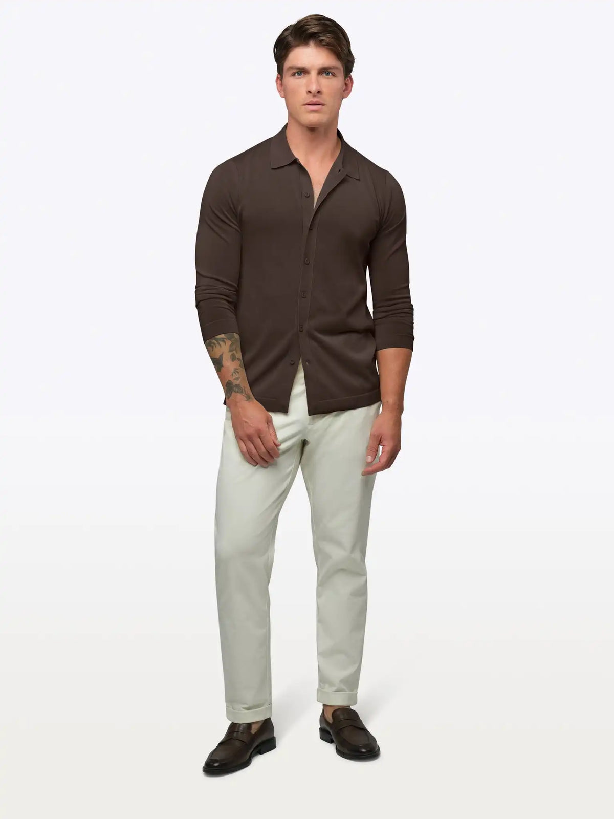 Riviera Knit Long Sleeve Button Up | Pacific Blue Signature-Fit