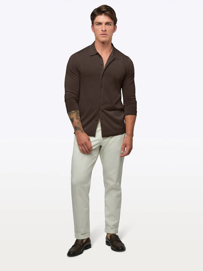 Riviera Knit Long Sleeve Button Up | Pacific Blue Signature-Fit