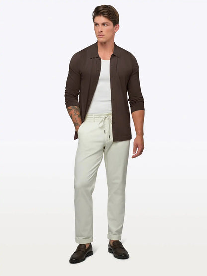 Riviera Knit Long Sleeve Button Up | Pacific Blue Signature-Fit