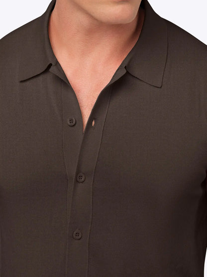 Riviera Knit Long Sleeve Button Up | Pacific Blue Signature-Fit