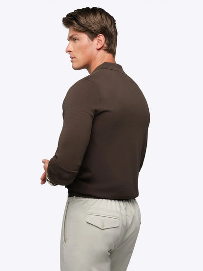 Riviera Knit Long Sleeve Polo | Merlot Signature-Fit
