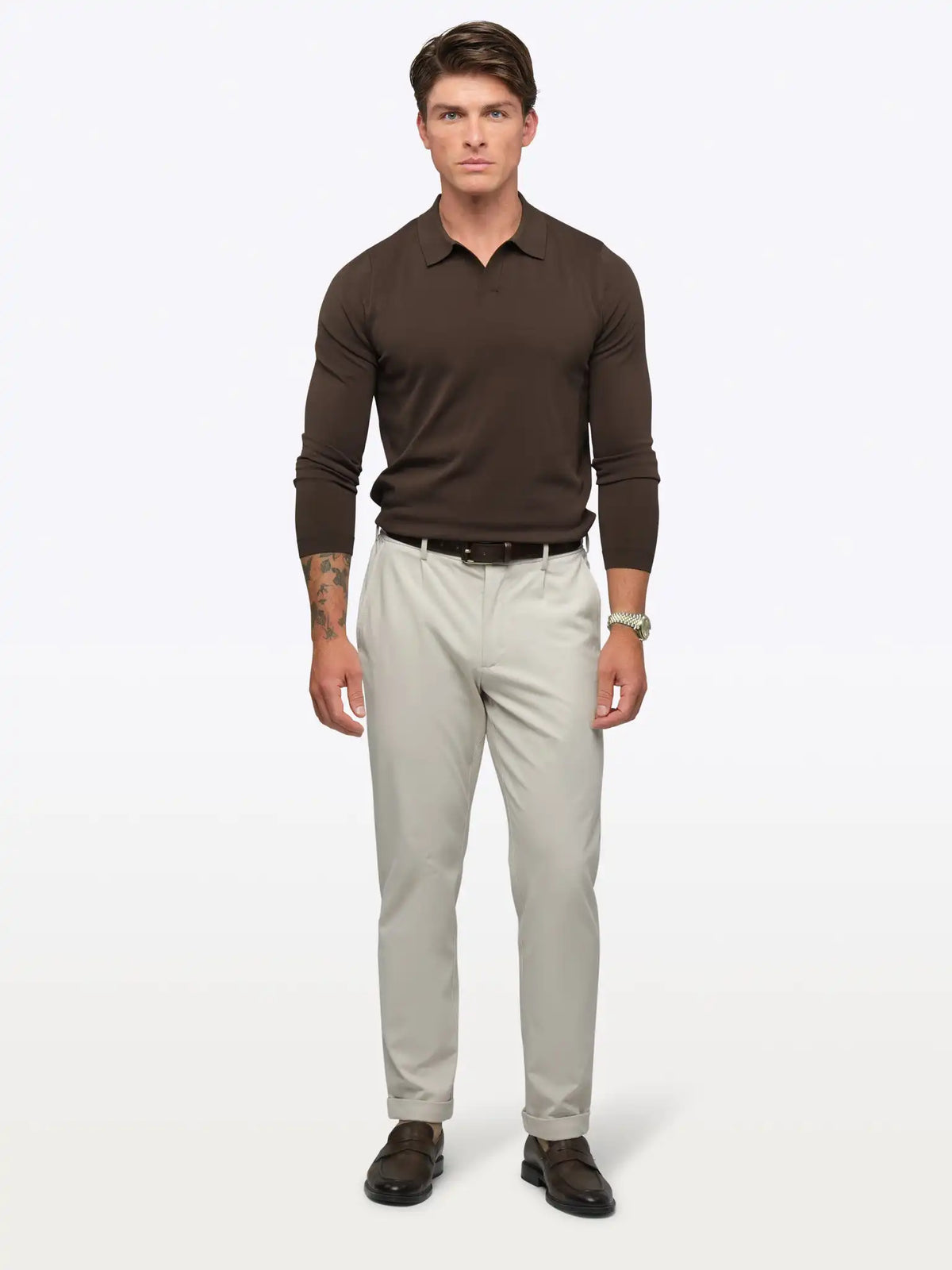 Riviera Knit Long Sleeve Polo | Merlot Signature-Fit