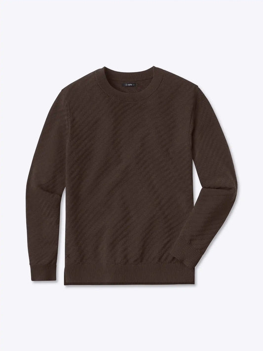 Riviera Knit Long Sleeve Textured Tee | Burnt Oak Signature-Fit