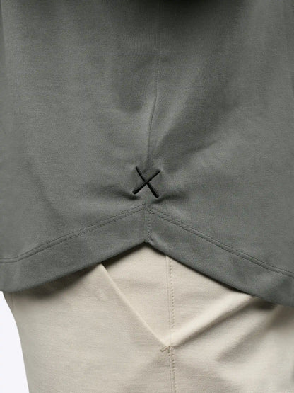 AO Long Sleeve Henley Curve-Hem Tee | Pure Cashmere Signature-Fit PYCA Pro®