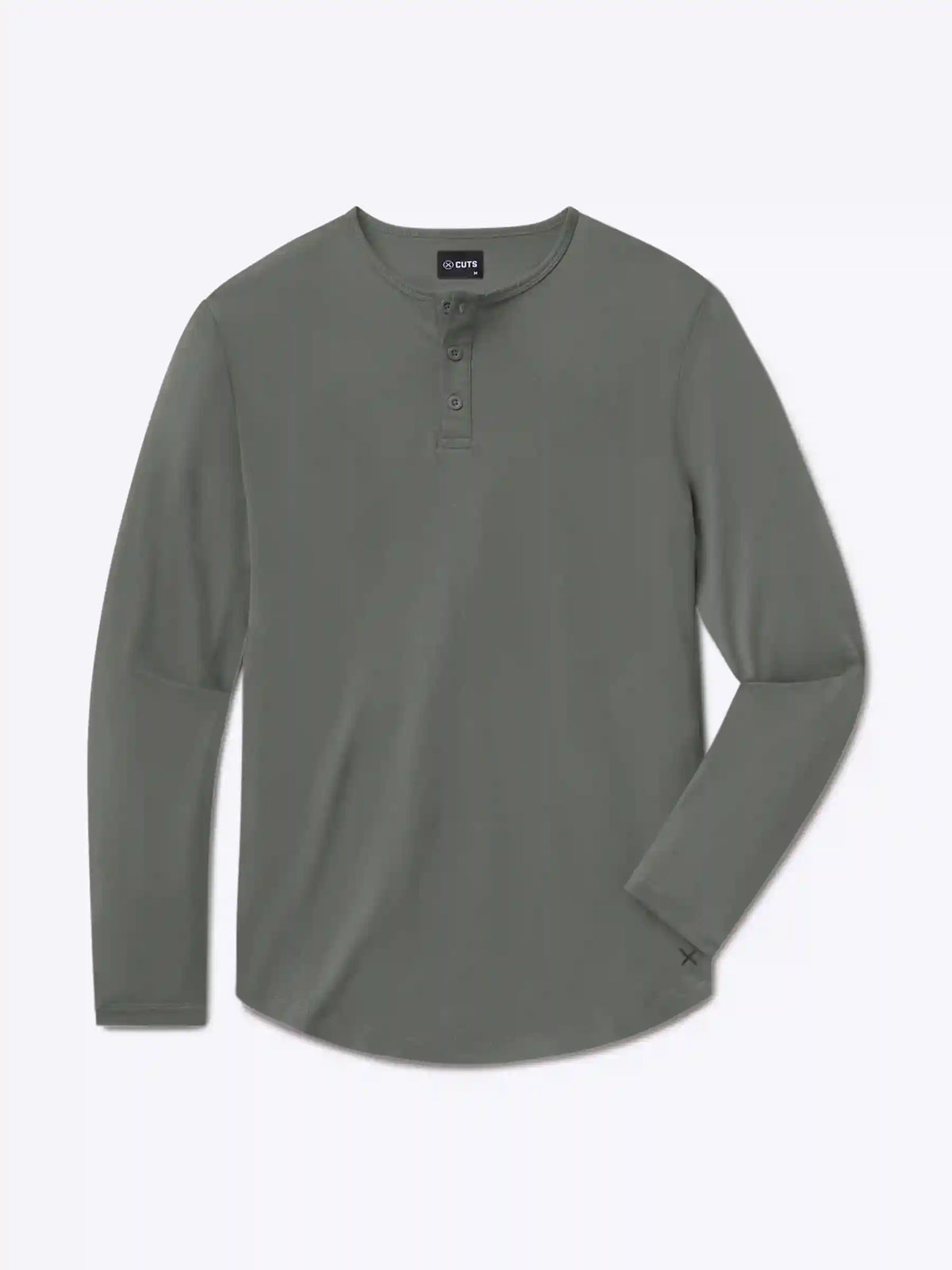 AO Long Sleeve Henley Curve-Hem Tee | Pure Cashmere Signature-Fit PYCA Pro®