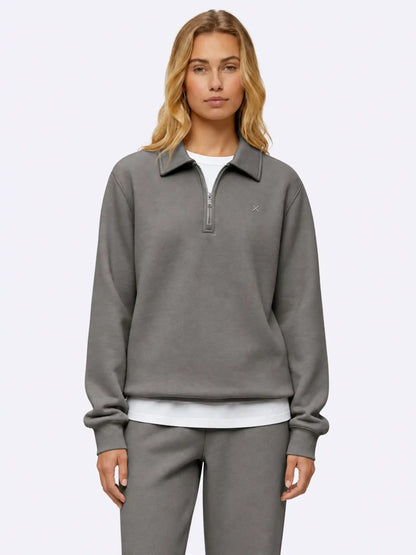 Divine Fleece Oversized Q-Zip | Obsidian