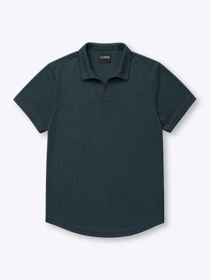 SoHo Ribbed Polo | Pacific Blue Signature-Fit