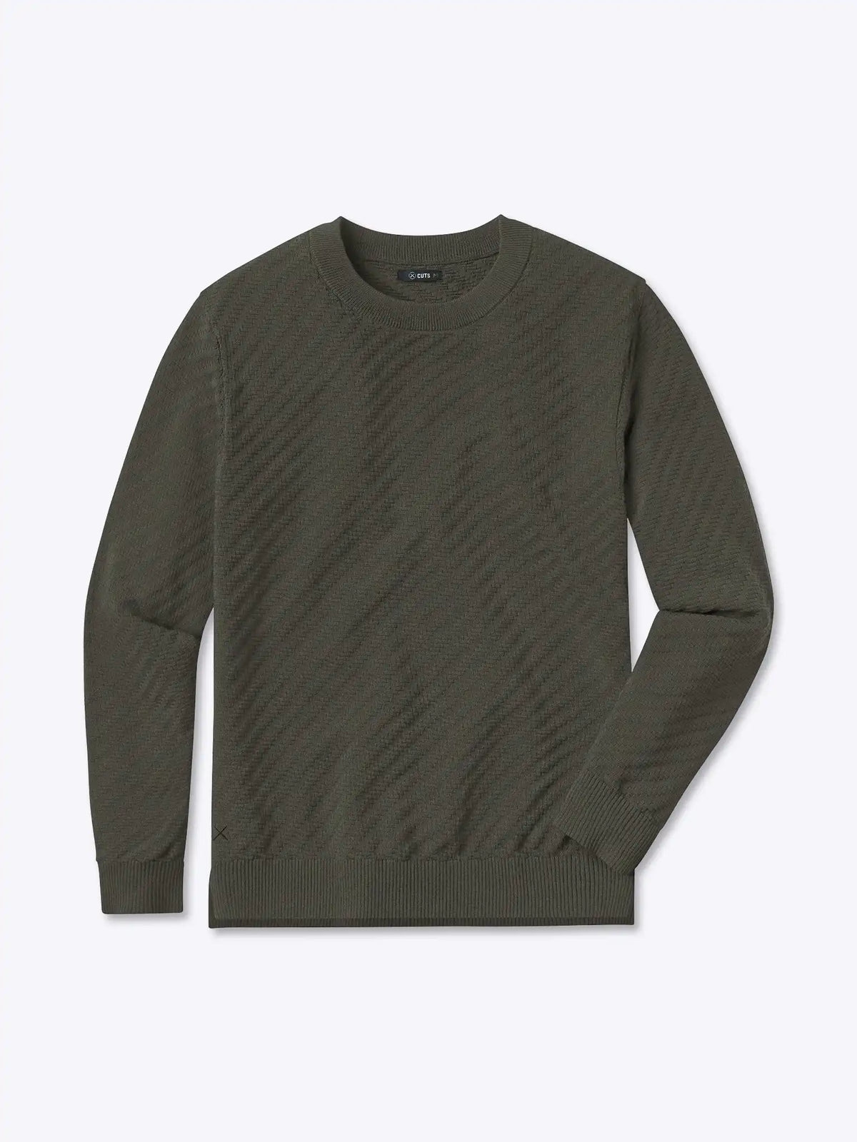 Riviera Knit Long Sleeve Textured Tee | Burnt Oak Signature-Fit