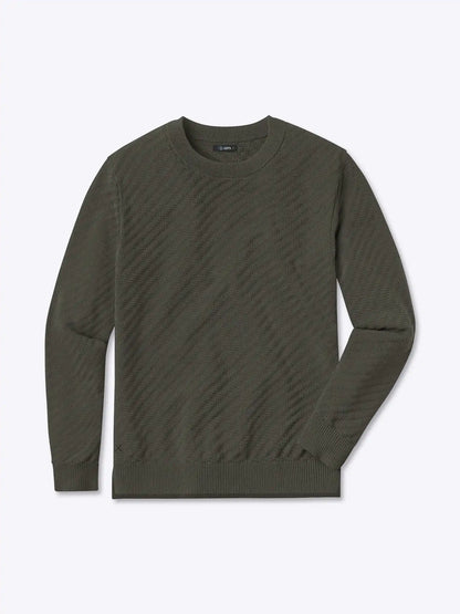 Riviera Knit Long Sleeve Textured Tee | Burnt Oak Signature-Fit