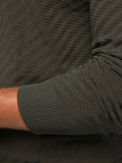 Riviera Knit Long Sleeve Textured Tee | Burnt Oak Signature-Fit