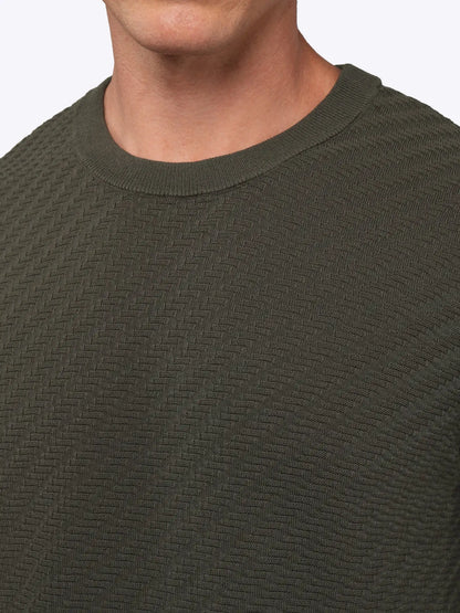 Riviera Knit Long Sleeve Textured Tee | Burnt Oak Signature-Fit