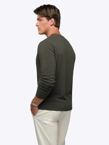 Riviera Knit Long Sleeve Textured Tee | Burnt Oak Signature-Fit