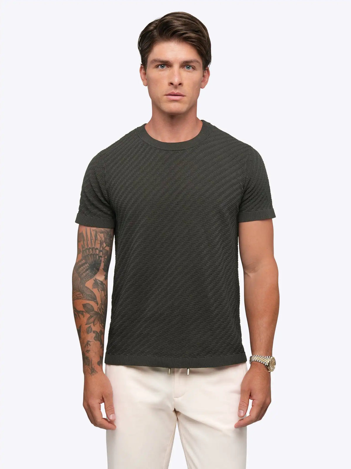 Riviera Knit Textured Tee | Sand Dune Signature-Fit