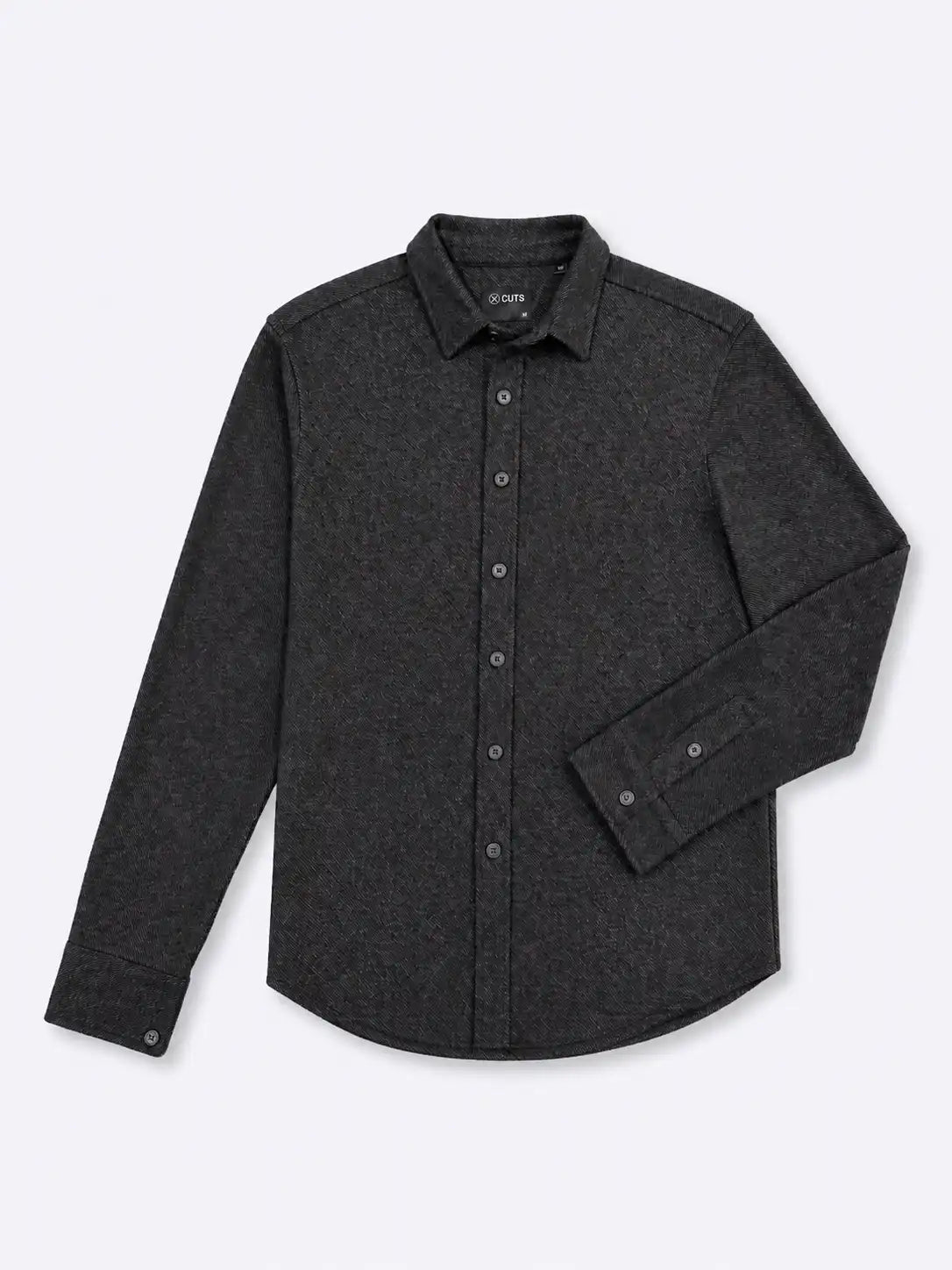 Hudson Soft Knit Button Up | Black Signature-Fit