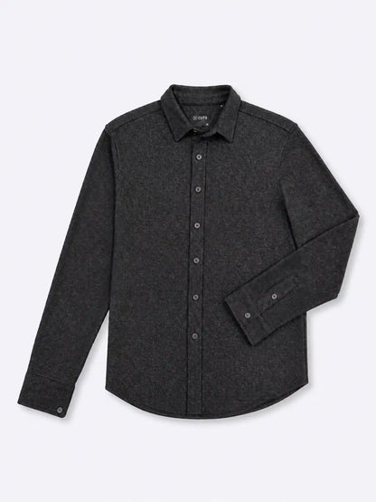 Hudson Soft Knit Button Up | Black Signature-Fit