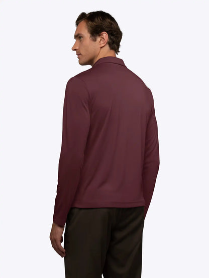 SoHo Ribbed Long Sleeve Polo | Sand Dune Signature-Fit