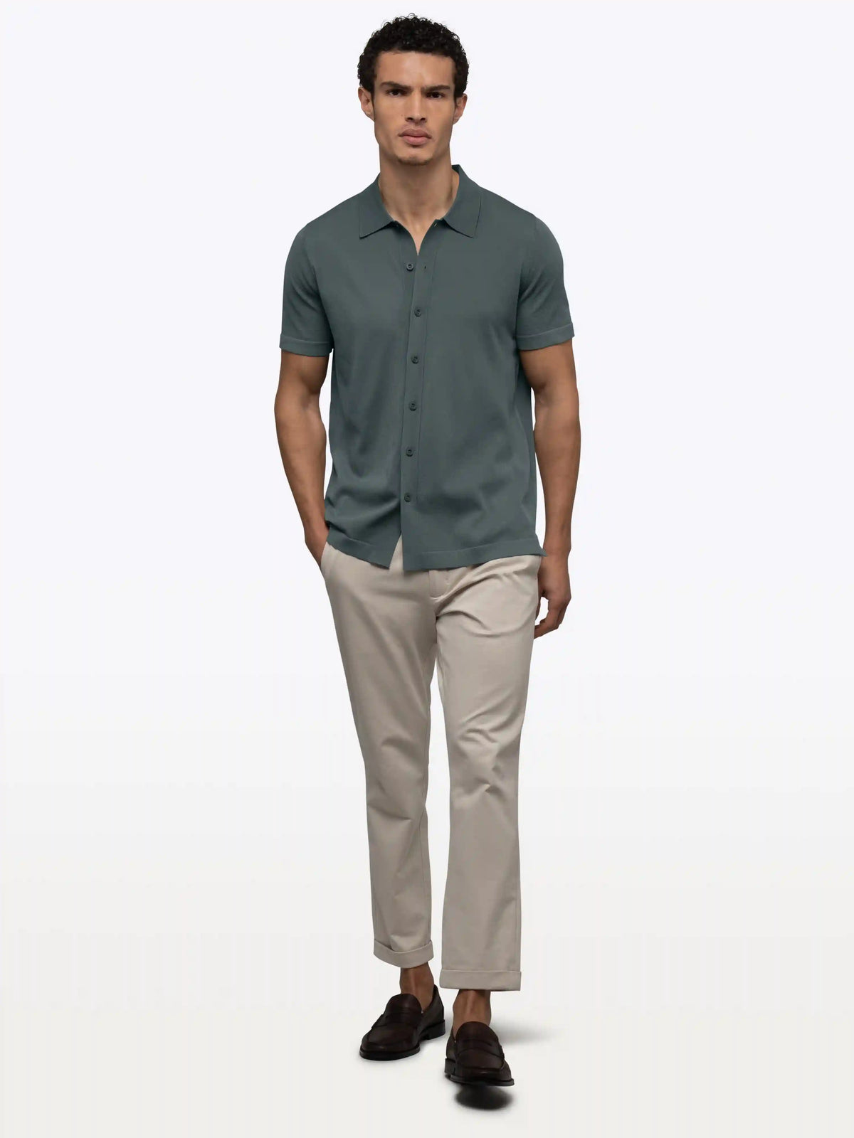 Riviera Knit Button Up | Burnt Oak Signature-Fit