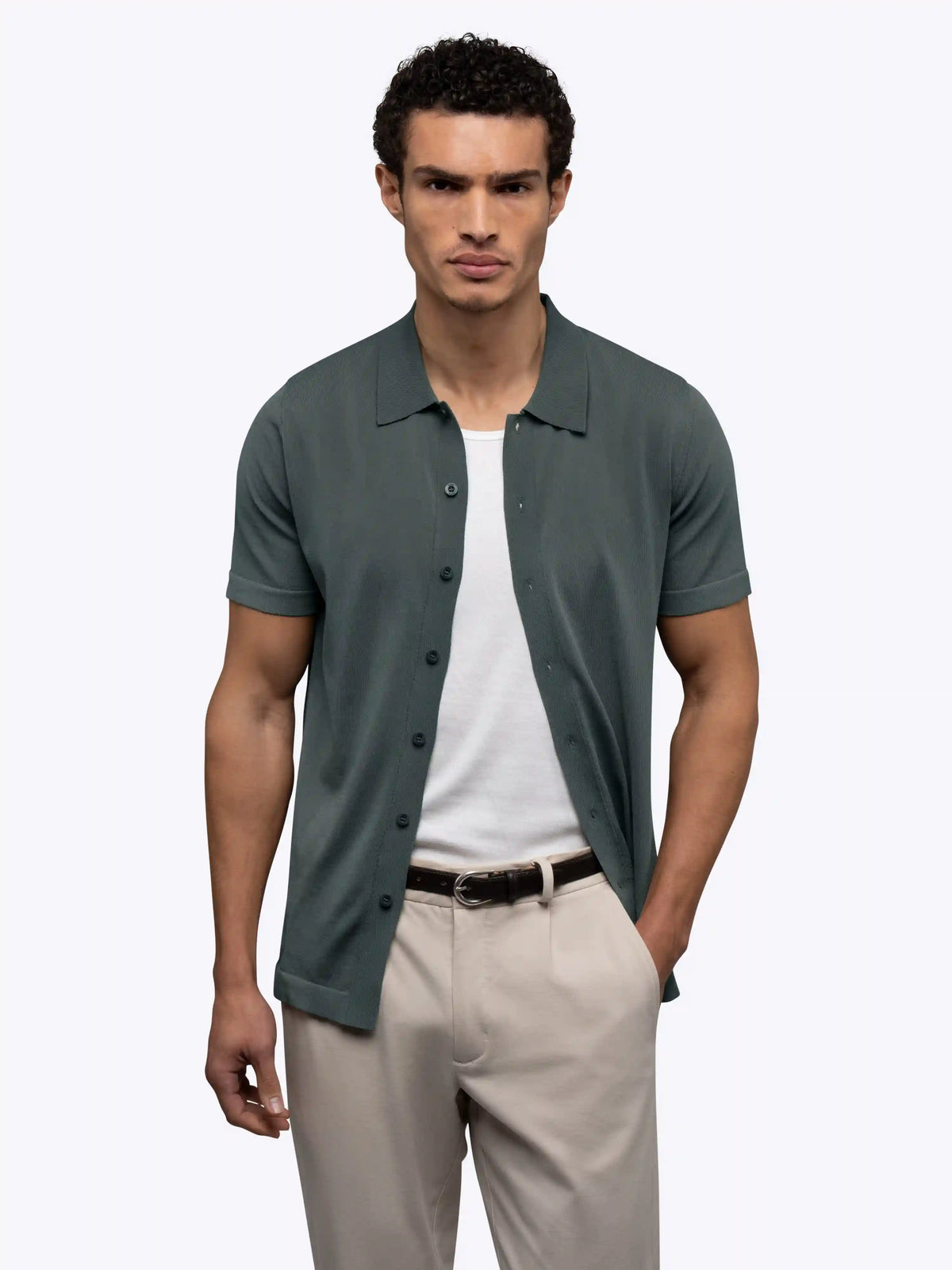 Riviera Knit Button Up | Burnt Oak Signature-Fit