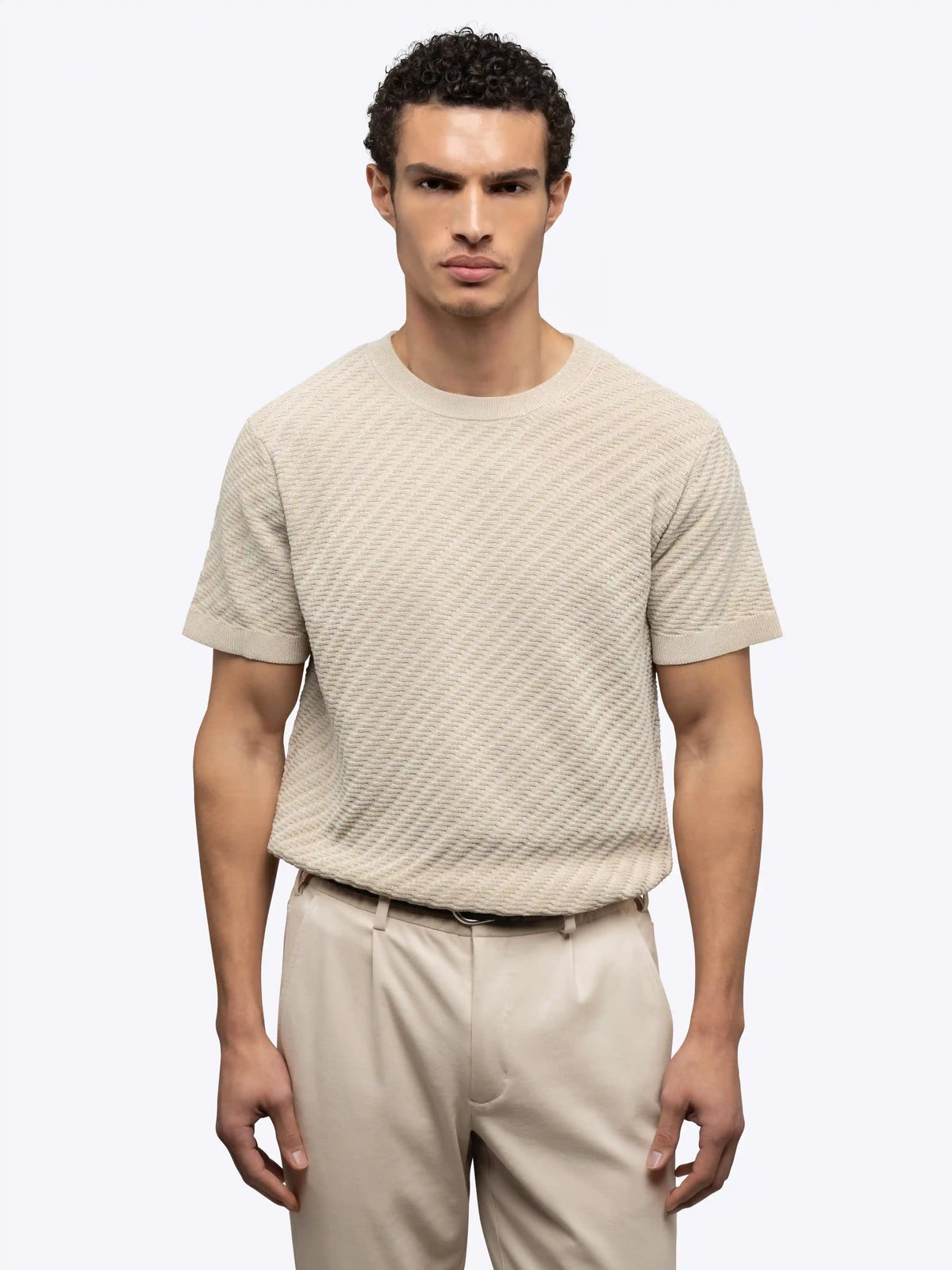 Riviera Knit Textured Tee | Sand Dune Signature-Fit
