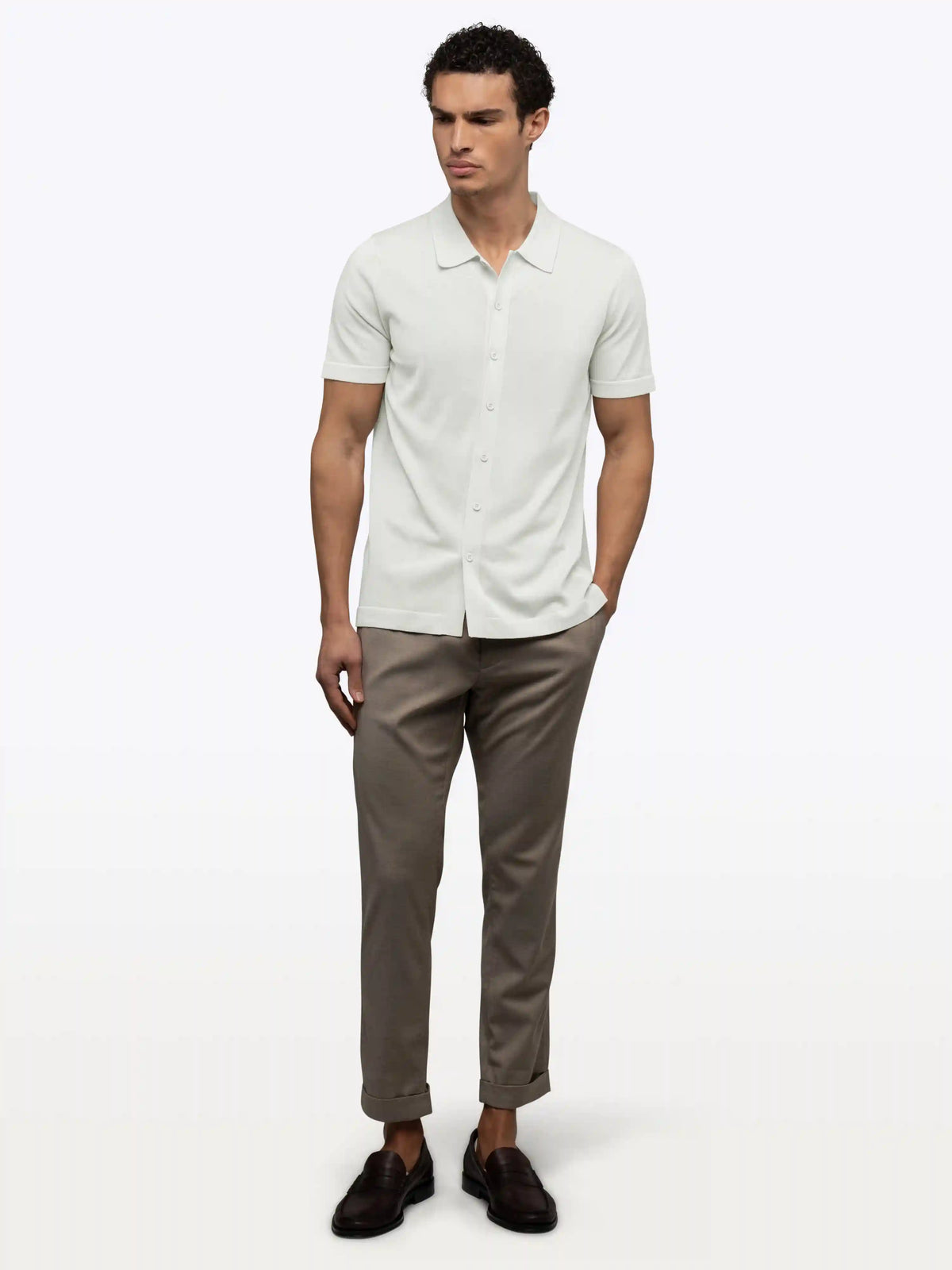 Riviera Knit Button Up | Burnt Oak Signature-Fit