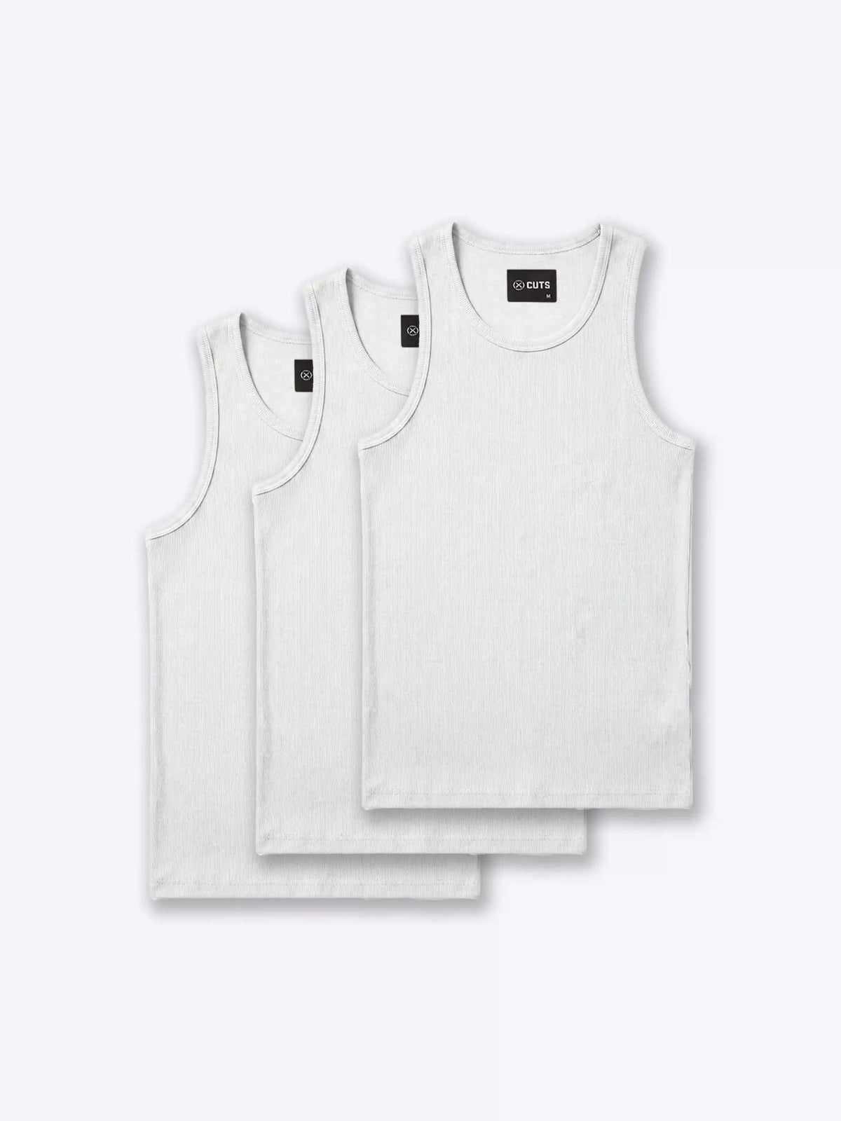 Essential Fitted Rib Tank 3 Pack | Black/White/Grey Form-Fitting