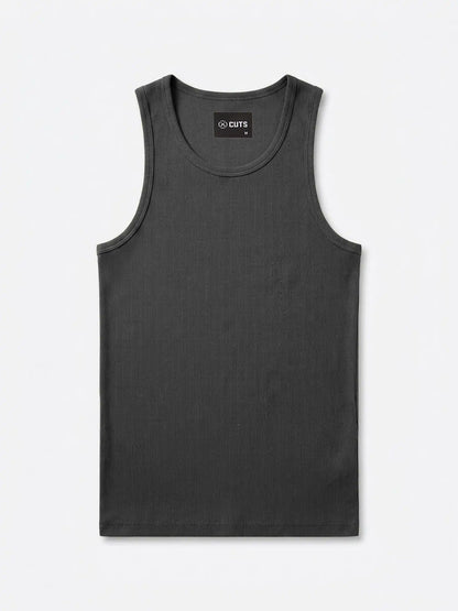 Essential Fitted Rib Tank | Black Form-Fitting