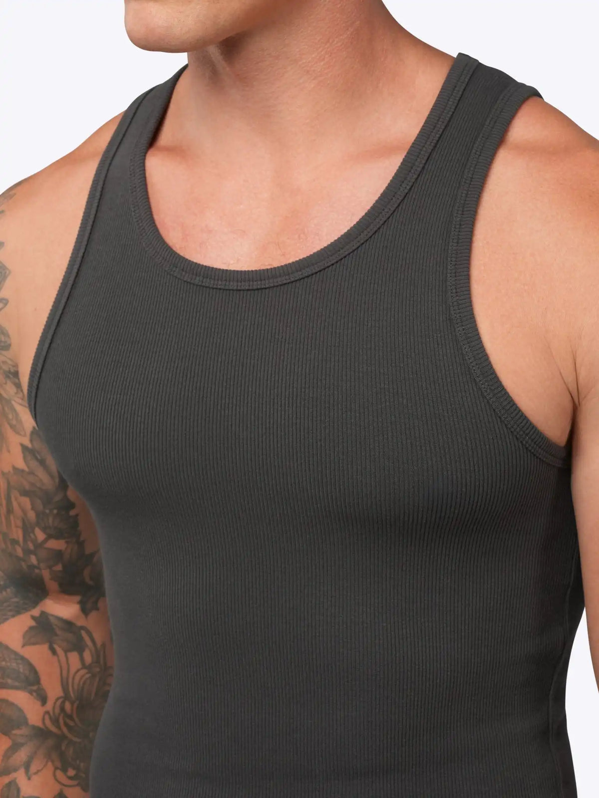 Essential Fitted Rib Tank 3 Pack | Black/White/Grey Form-Fitting