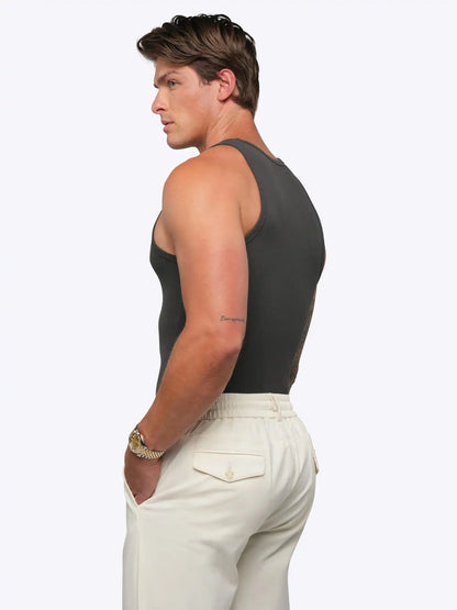 Essential Fitted Rib Tank | Black Form-Fitting