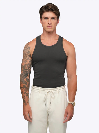 Essential Fitted Rib Tank 3 Pack | Black/White/Grey Form-Fitting