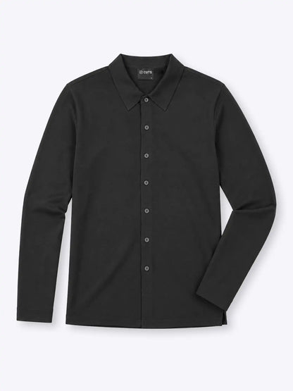 Riviera Knit Long Sleeve Button Up | Pacific Blue Signature-Fit