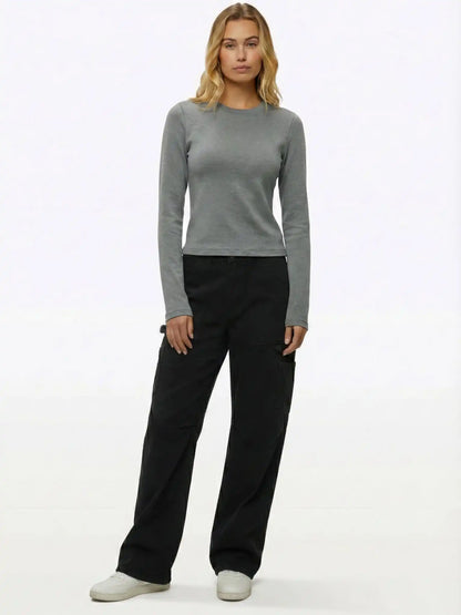 Long Sleeve Tomboy Tee | Black Slim-fit Tomboy-Cotton™