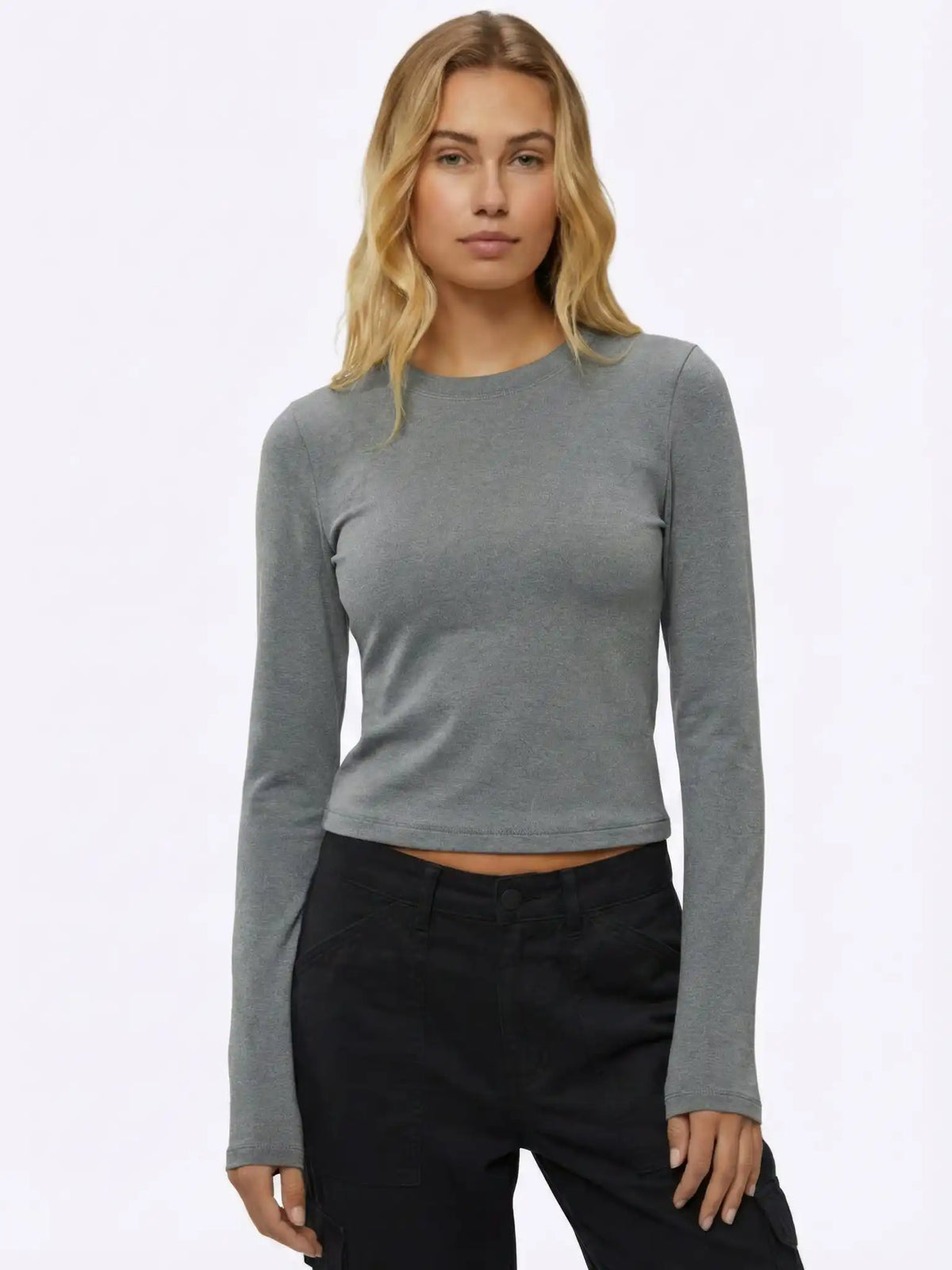 Long Sleeve Tomboy Tee | Black Slim-fit Tomboy-Cotton™