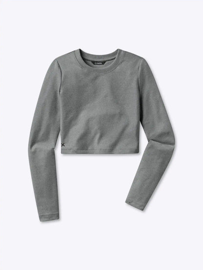 Long Sleeve Tomboy Tee Cropped | Heather Grey Slim-Fit Tomboy-Cotton™