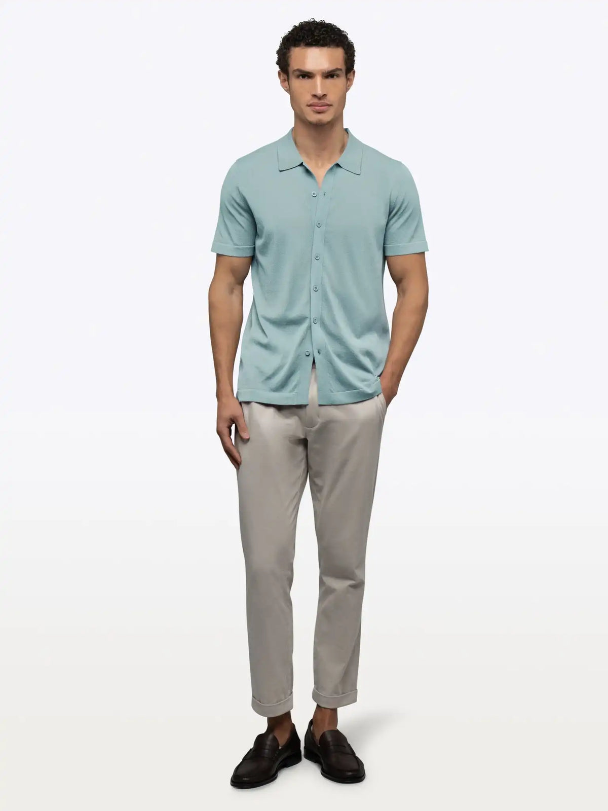 Riviera Knit Button Up | Burnt Oak Signature-Fit